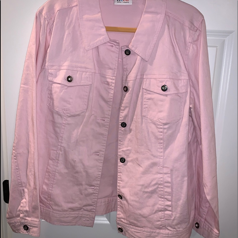 Denim & Co. Classic Pink Denim Jacket, L